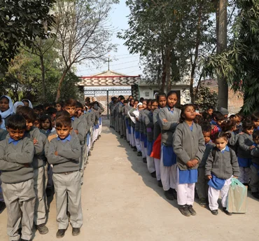 Christian children studying together in a MinorCare classroom in Pakistan.