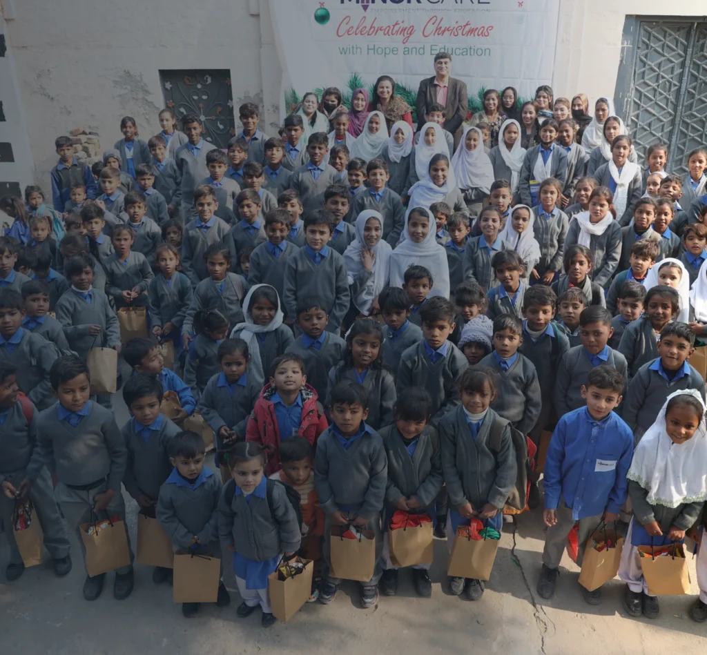 Christian children studying together at MinorCare’s school in Laliyani, Pakistan.