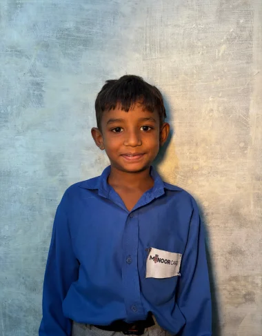 Christian boy Mathew Shehzad studying at MinorCare Foundation school Pakistan with US 501c3 nonprofit donor support